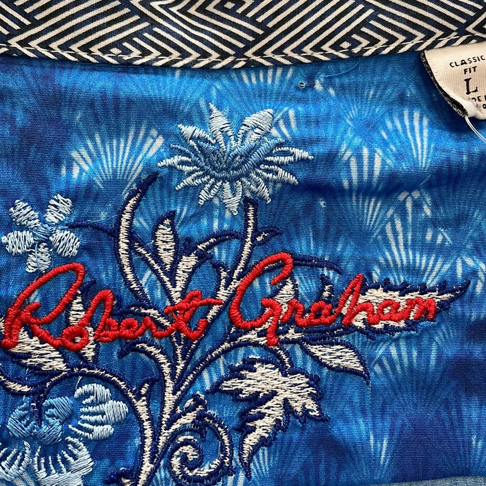 Robert Graham Long Sleeve Button Up Shirt, Size L, Blue, Classic Fit, NWT